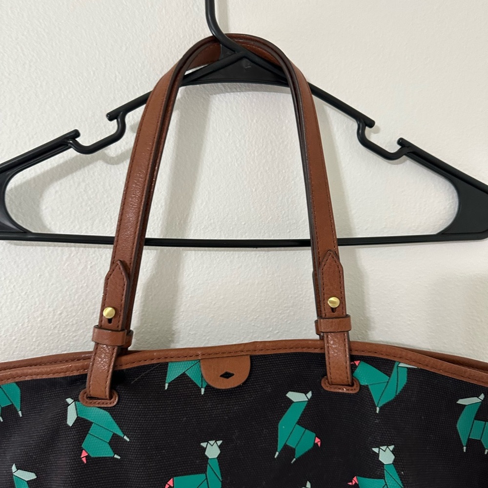 Fossil Origami Llama Print Canvas Shoulder Bag/ T… - image 4